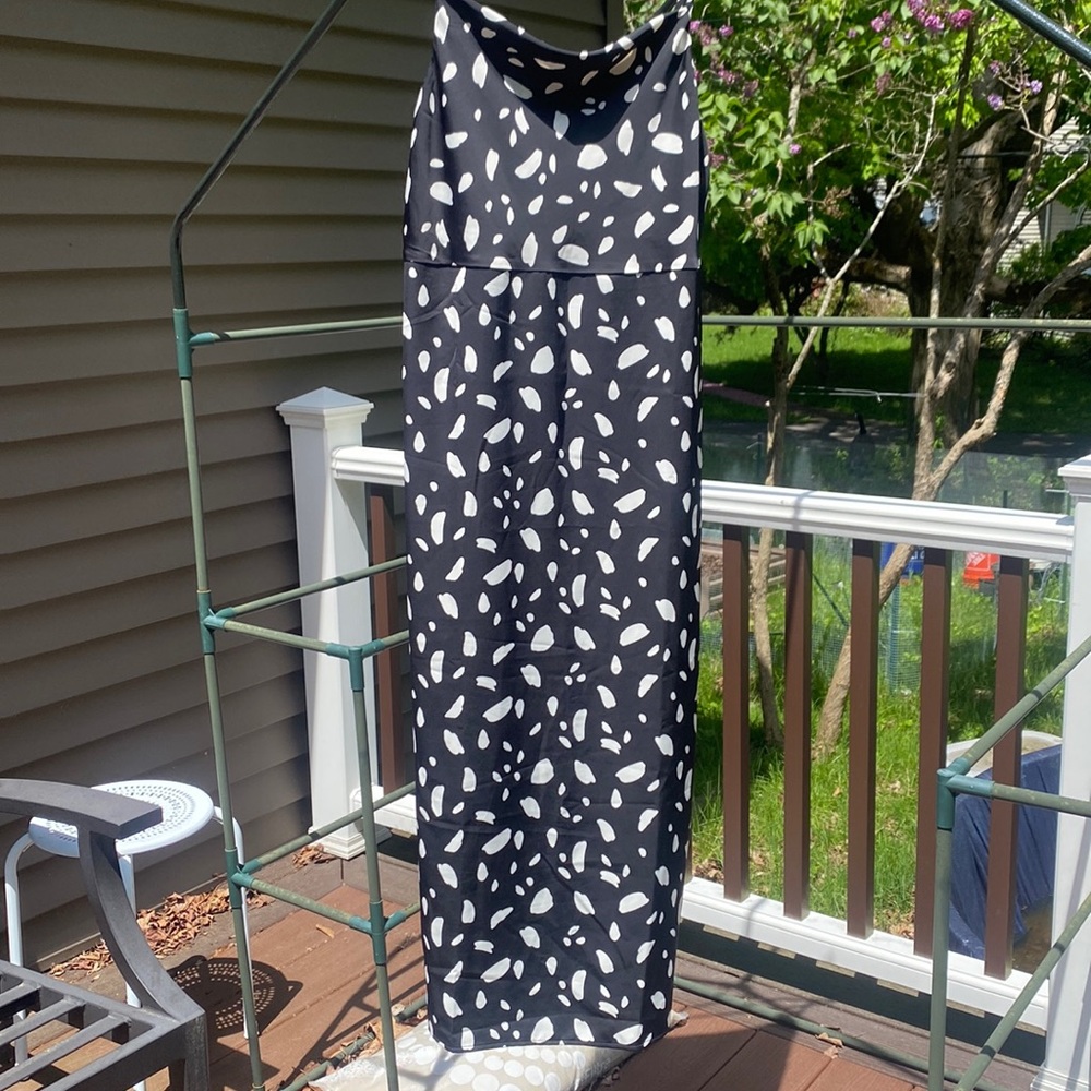 NWT Old Navy Black & White Midi Slip Dress Medium Tall
